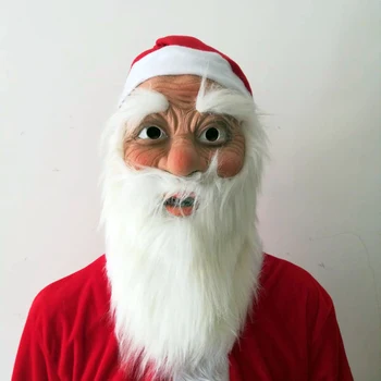 

Merry Christmas Santa Claus Latex Mask Outdoor Ornamen Cute Santa Claus Costume Masquerade Wig Beard Dress up Xmas Party