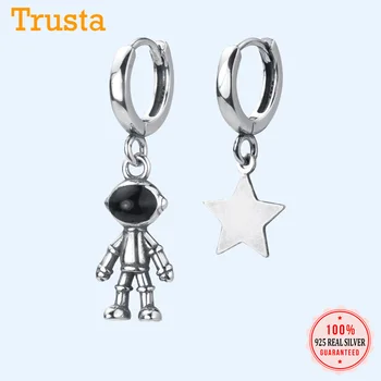

Trustdavis 925 Sterling Silver Asymmetric Star Creative Astronaut Charm Hoop Earring For Women Sterling-silver-jewelry DA547