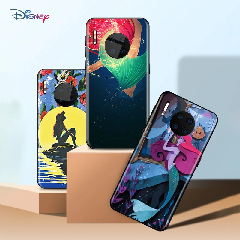 Disney Cartoon Animation The Little Mermaid Per Huawei Mate 40 Rs Porsche Design 30 20X10 Lite Pro Plus Custodia Morbida Per Telefono Nera