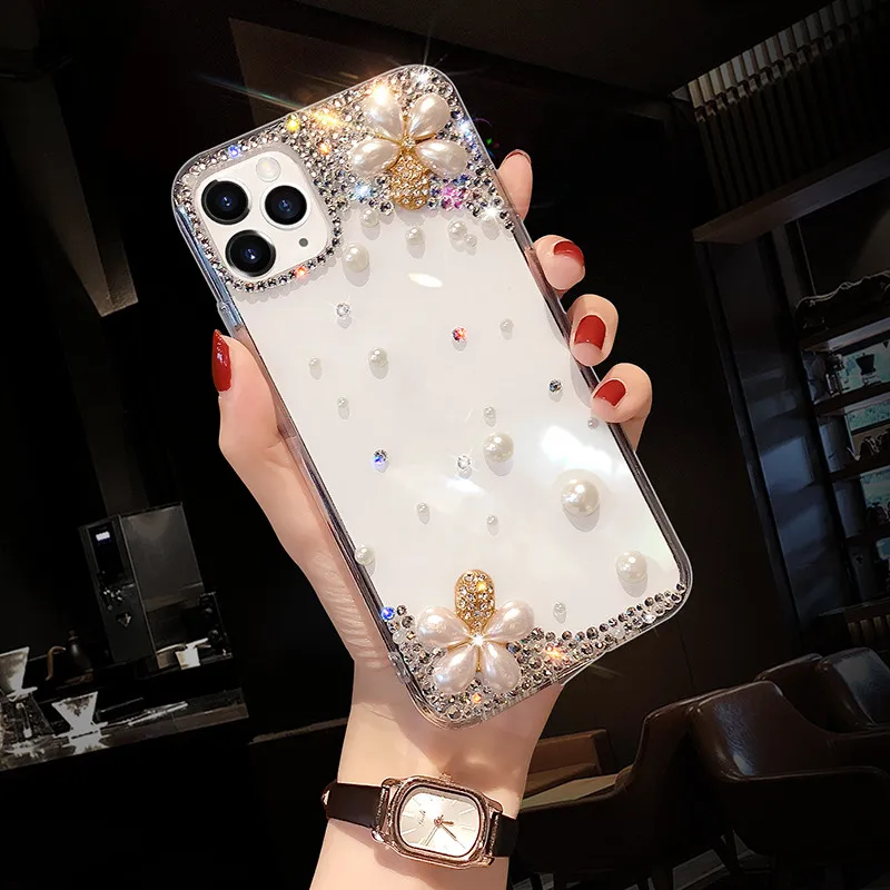 3D Floral Clear Rhinestone Case for Samsung Galaxy Series