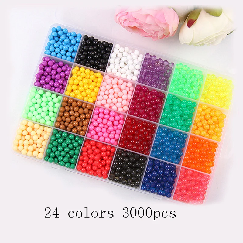 24 colors 6000pcs Refill beads puzzle Crystal DIY water spray beads set ball games 3D handmade magic toys for children 5