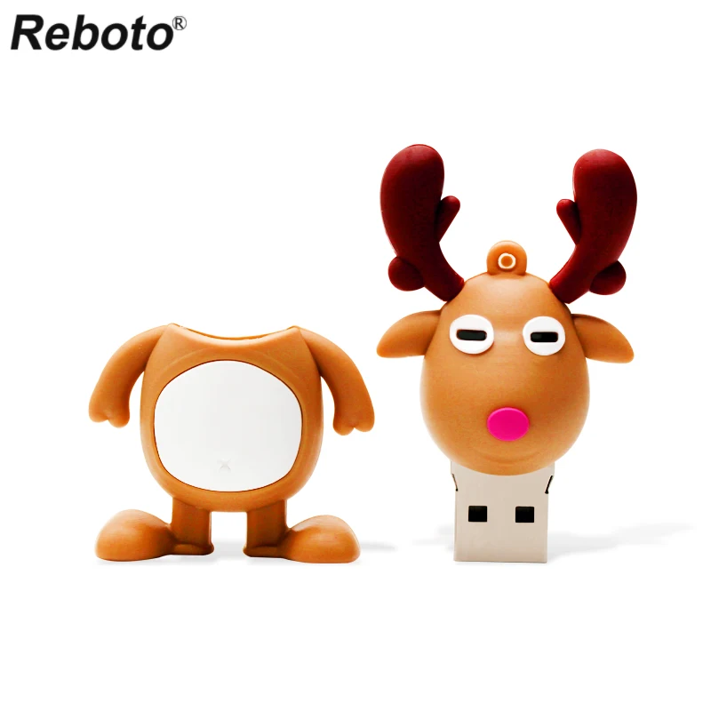 USB 2,0 флеш-накопитель с рисунком животных из мультфильмов, 64 ГБ, 32 ГБ, 16 ГБ, 8 ГБ, флеш-накопитель, милый Рождественский олень, U диск, мини-флэш-накопитель