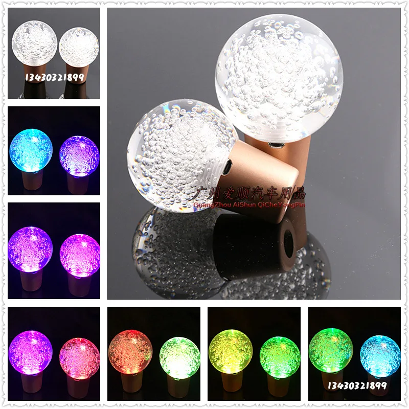 

60 Mm Circle Crystal Manual pai dang tou Automobile Belt Charger LED Manual pai dang tou Bubble Ball Shift Lever