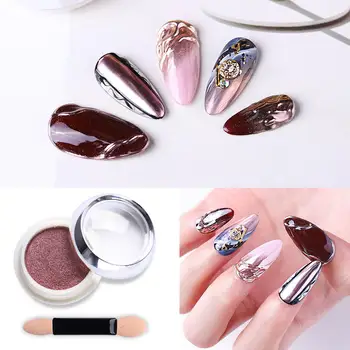 

1 Box Metallic Mirror Nail Powder With Sponge Stick Metal Effect Gold Chrome Pigment Powder Nail Art Dust Glitter For Manicure