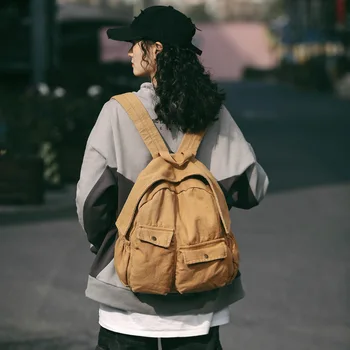 

2020 new women's backpack Korean version of the simple ladies backpack solid color girl ladies backpack