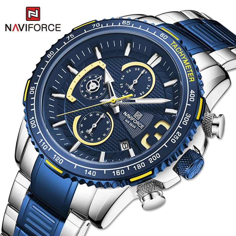 NAVIFORCE для мужчин жужские кварцовые многофункциональный хронограф спортивные