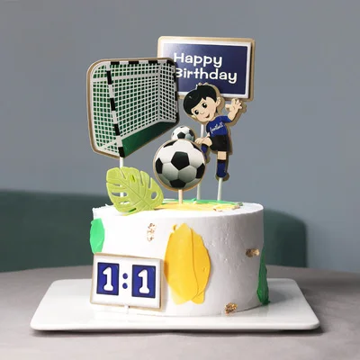 Boy Football Sports Theme Happy Birthday Cake Topper Cartoon Kids Soccer Birthday Cake Decoration Party Supplies Cake Decorating Supplies Aliexpress