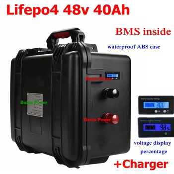 

Waterproof 48v 40Ah Lifepo4 battery Lithium iron phosphate battery Electric Bike scooter bike power motor with BMS + 10A Charger
