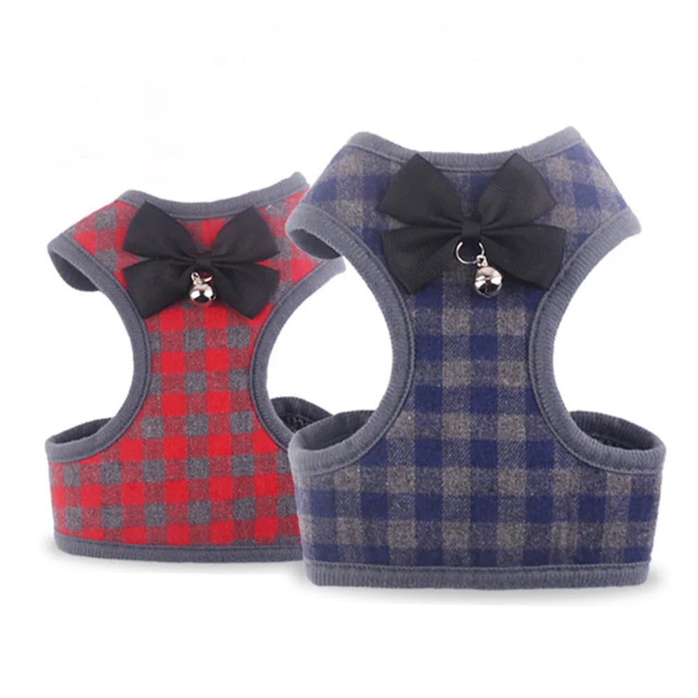 Breathable Plaid Pet Chest Straps Teddy Vest Puppy Chest Strap Pink Plaid Dog Collar Harness Leash Soft Pet Dog Harnesses Vest