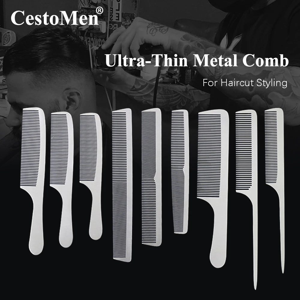 Cestomen Ultra-thin Metal Hair Comb K1-9 Salon Barber Stainless Steel Hair  Cutting Hairdressing Comb Barber Stylist Haicut Tools - Combs - AliExpress