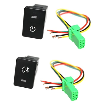 

Power Switch & Fog Light On-Off Push Switch White LED For Toyota Sequoia Highlander 2008-ON