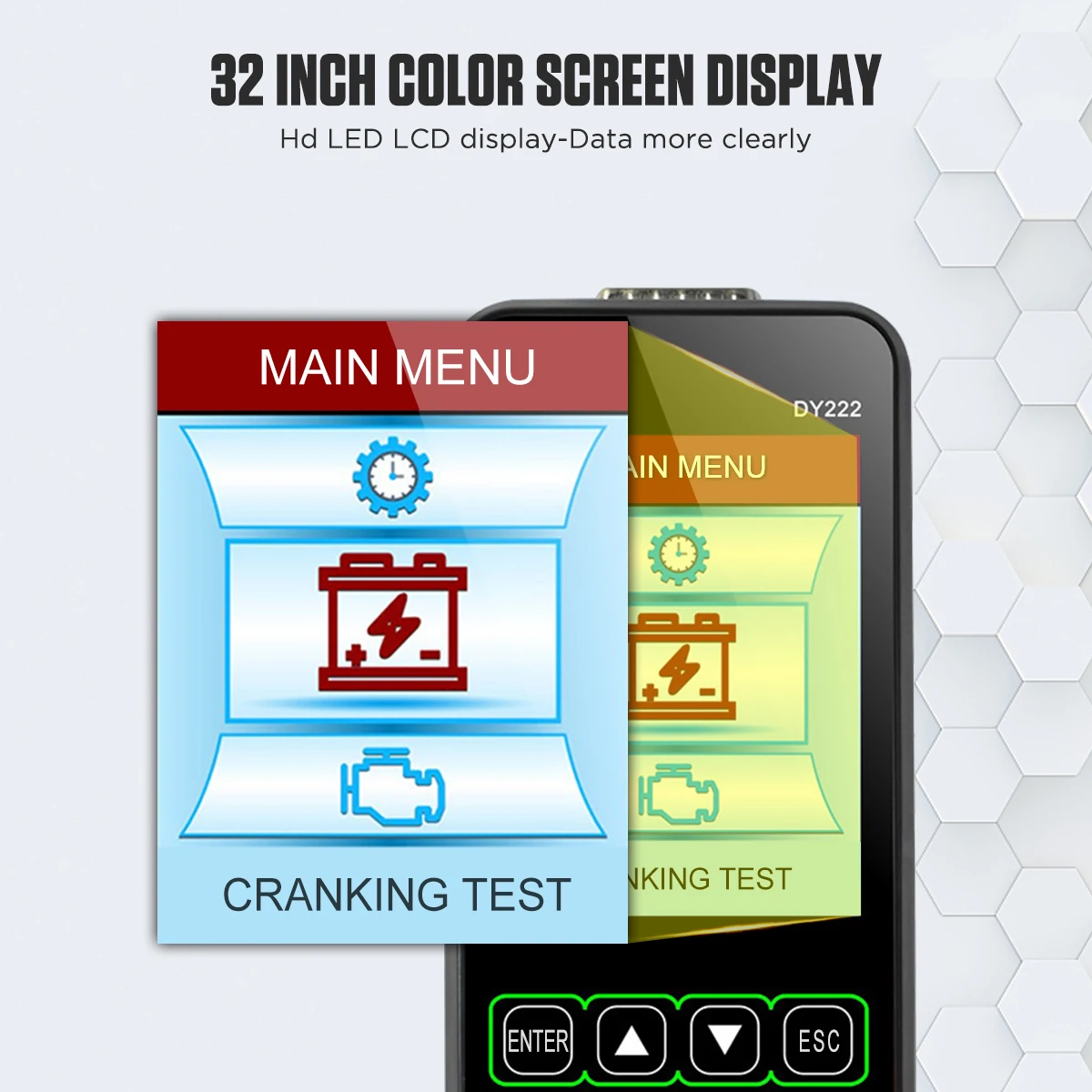 DUOYI 3.2" LCD Screen Car Battery Tester 12V 24V Digital Automotive Diagnostic Battery Analyzer Cranking Charging Test Tool