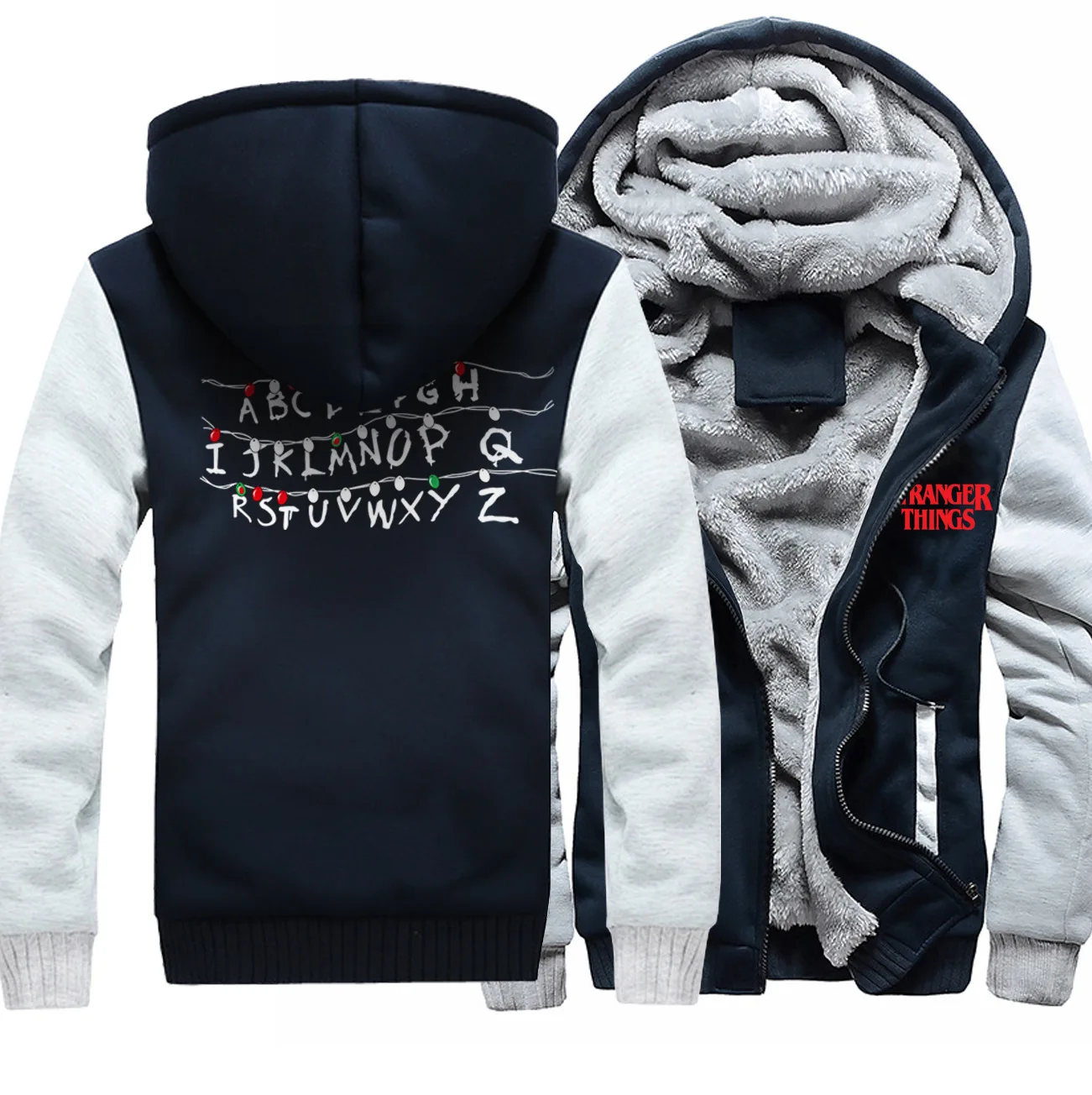 MEN'S Cotton-padded Clothes EBay American TV Series Stranger Things Hot Selling Brushed And Thick Cardigan Hoodie Winter Coat