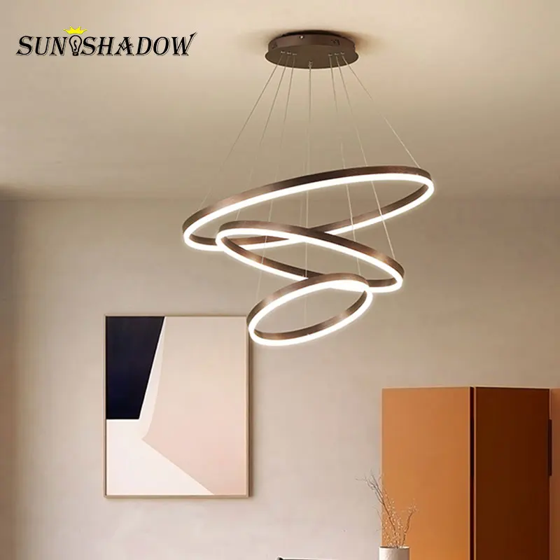 Hanging Lamp Circle Led Pendant Light For Home Living room Dining Kitchen Surface Moutn Acrylic 20 40 60 80cm | Лампы и освещение