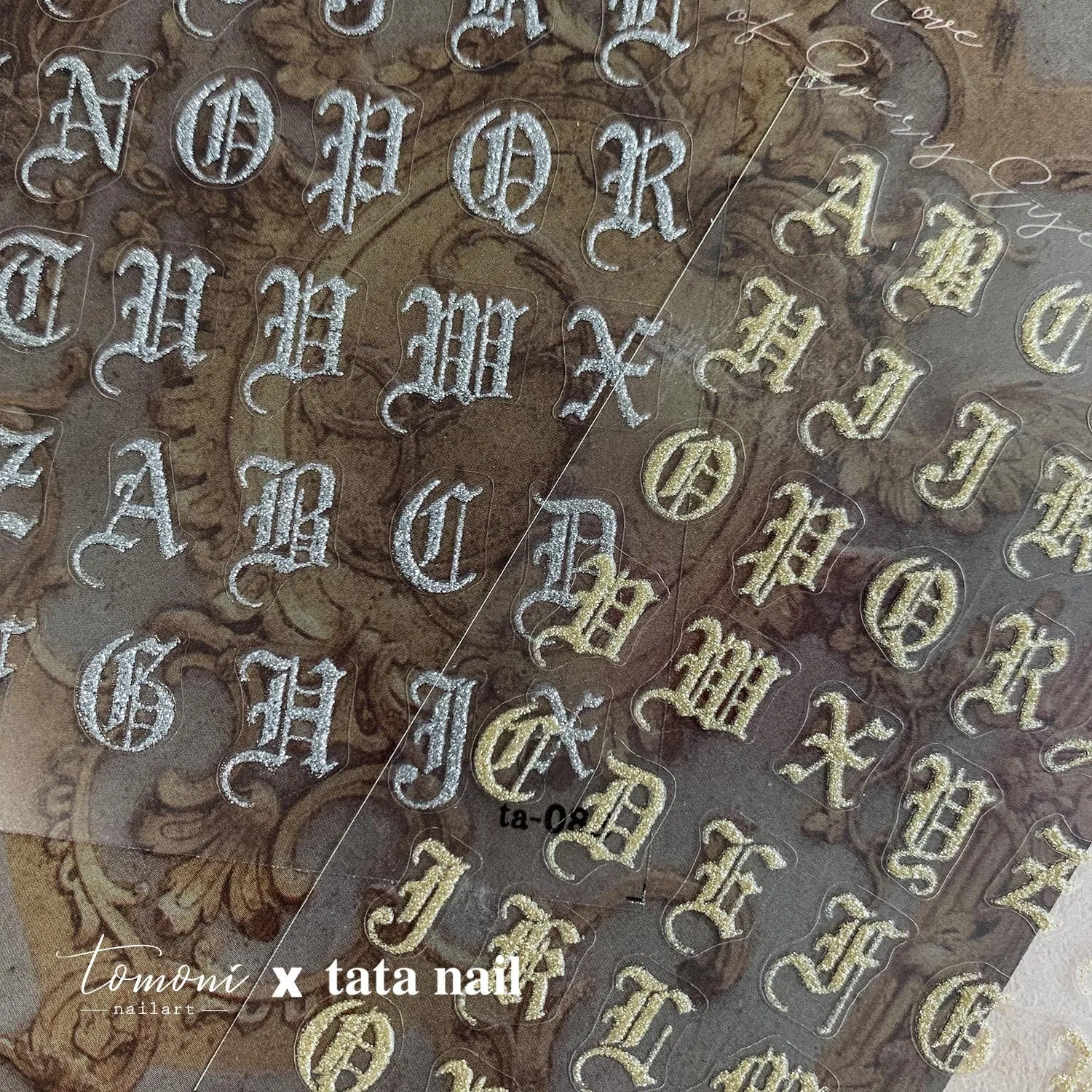 3D Gothic alphabet Nail Art Decorations Foil For Nails Black Letter Stickers Manicure Old English Text Sticker Designer | Красота и