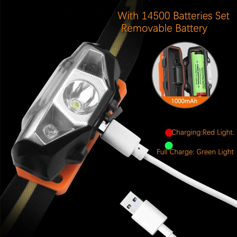 Новый стиль индукционный налобный фонарь XPE светодиодный фонарик с зарядкой от USB