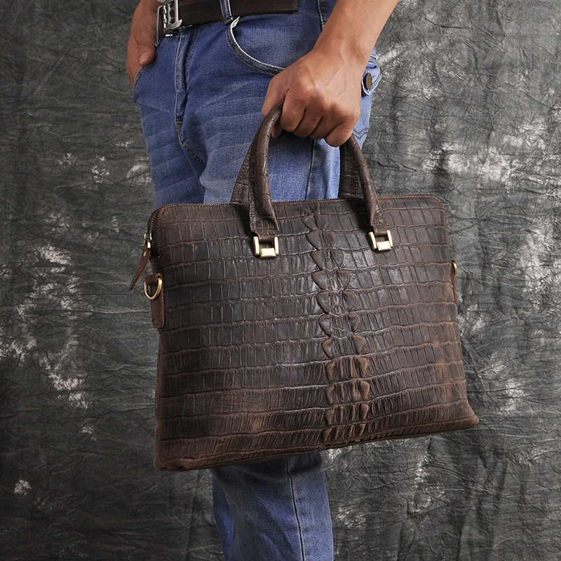 Мужской черный офисный портфель из натуральной кожи Maletas, деловой портфель, 15,6 дюймов, чехол для ноутбука, портфель, сумка, сумка-мессенджер, 7241 - Цвет: Коричневый