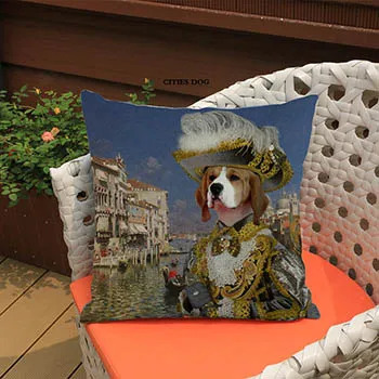 beagle87 Animal beagle dog Watercolor painting linen Cushion pillow cover Home living room sofa Decoration Cushions covers pillows dogs - Цвет: beagle87