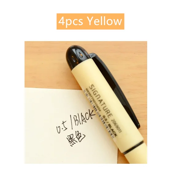 4pcs Yellow 4 шт./партия ручка с гелевыми чернилами 0,5 мм шариковая черная красная синяя ручка канцелярские принадлежности офисные бизнес аксессуары Школьные принадлежности A6850 - Цвет: 4pcs Yellow