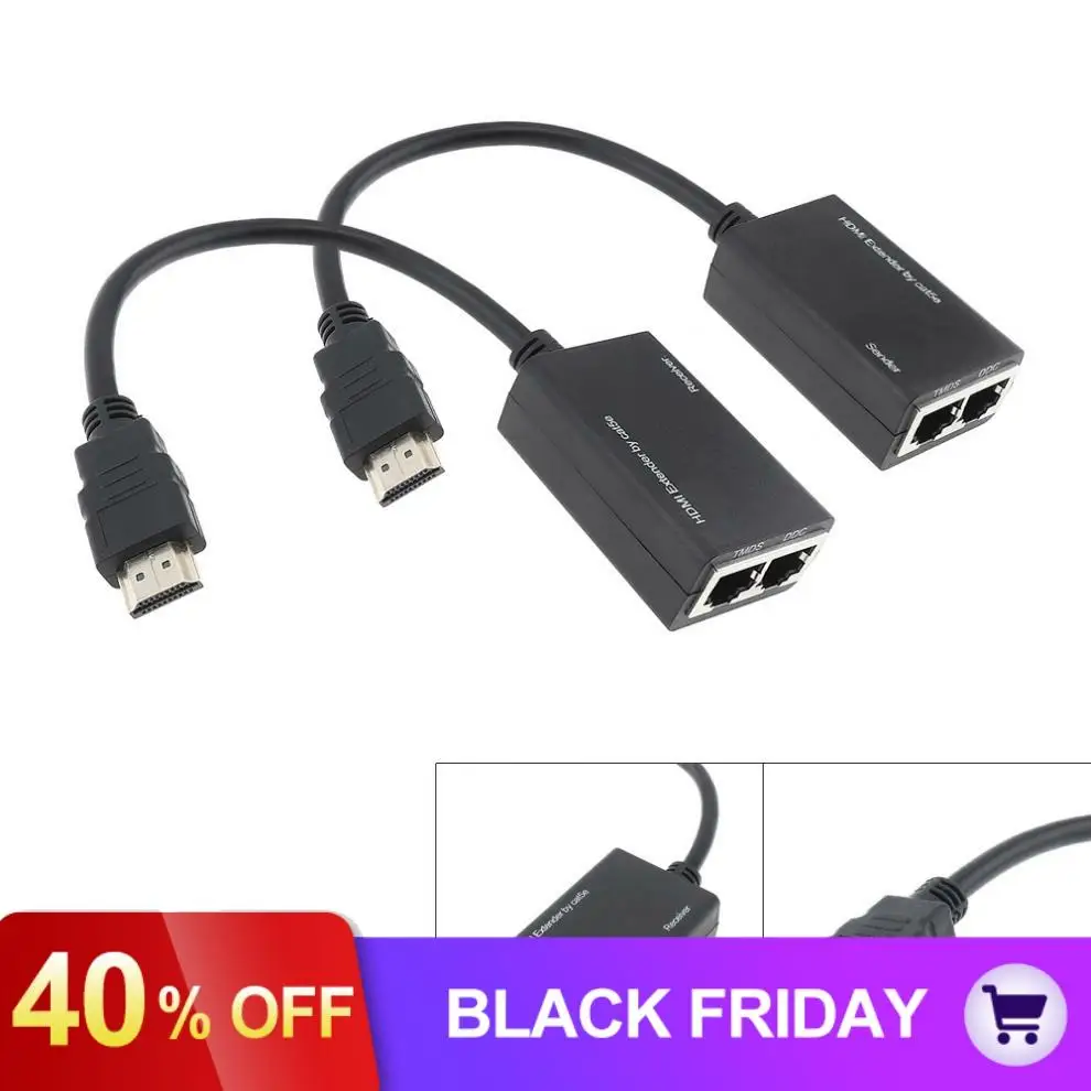 1080P HDMI удлинитель 2 шт Cat-5e Cat-6 кабель Ethernet ретранслятор HDTV 3D до 100 футов для HDMI