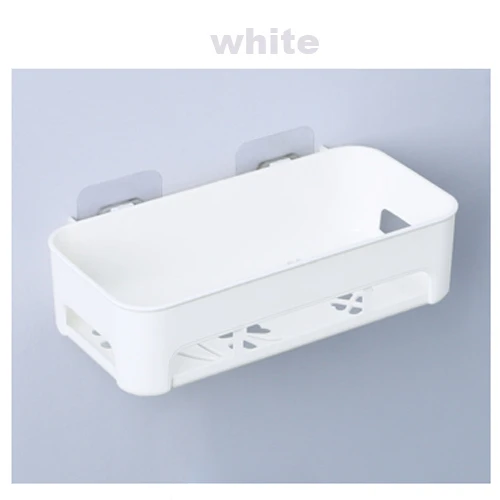 1 шт. Пластиковыая полка для ванной комнаты, органайзер, держатель для корзины, держатель для хранения без следа, треугольный прямоугольник - Цвет: white Rectangle