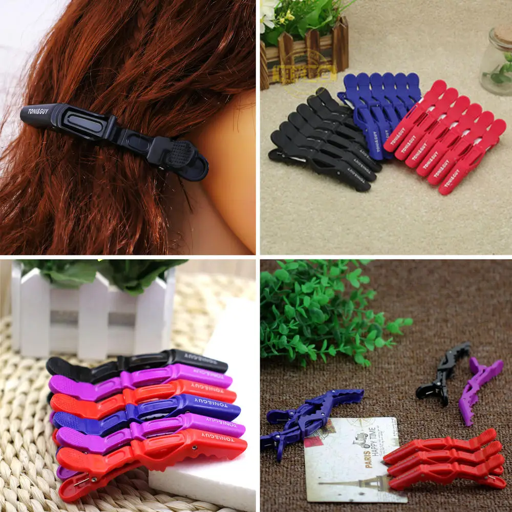 

6Pc /1 pcs 100% Hairdressing Hair Salon Clips Plastic Crocodile Claws Duckbill Clip On For Women Hair Styling Tools
