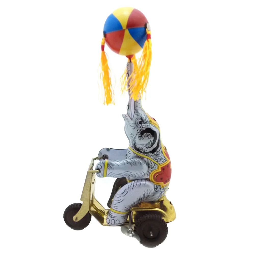 Kids toys Vintage Iron Cycling Elephant Table Ornament Kids Toy Gift Classic Wind Up Clockwork toys Classic Toys