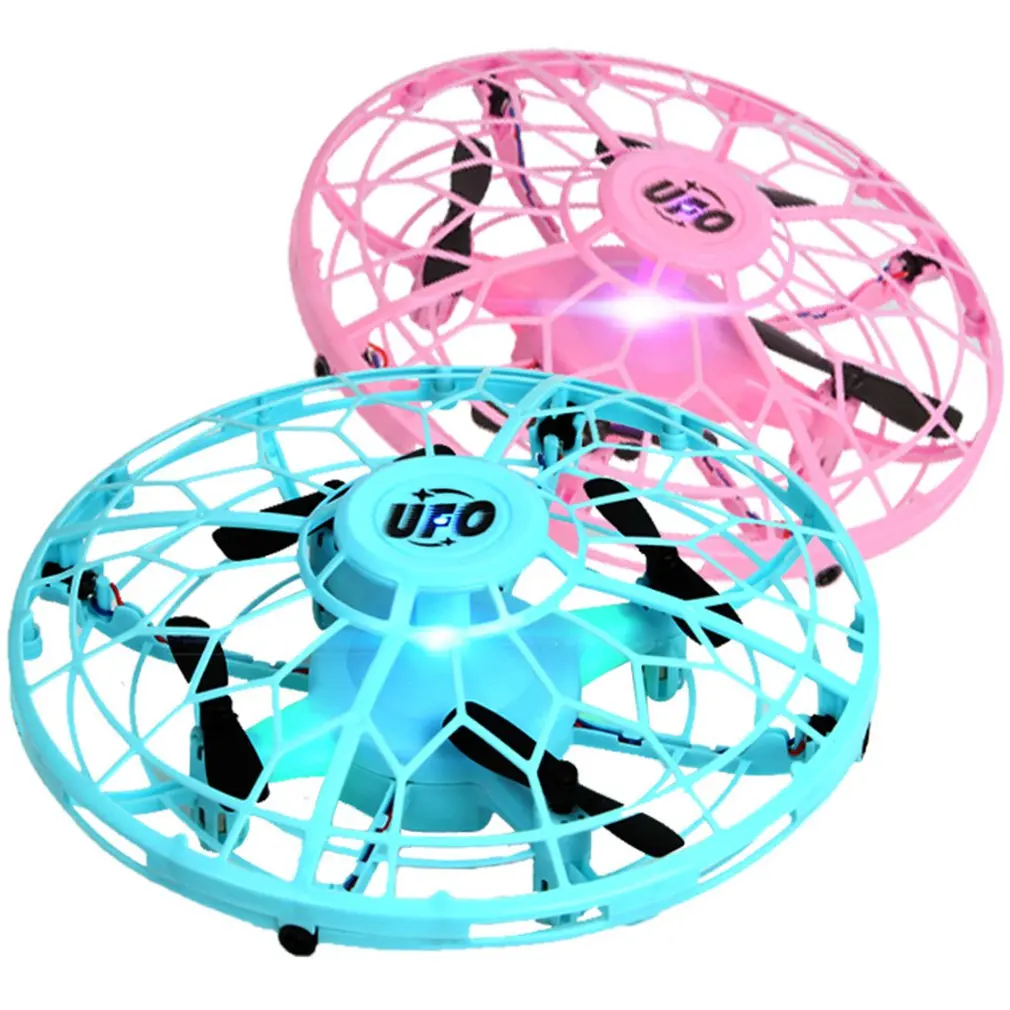 Мини-Дрон UFO, вертолет с управлением жестами, Радиоуправляемый квадрокоптер, зондирование и освещение в помещении, объемный Летающий 3D летательный аппарат для детей, подарок