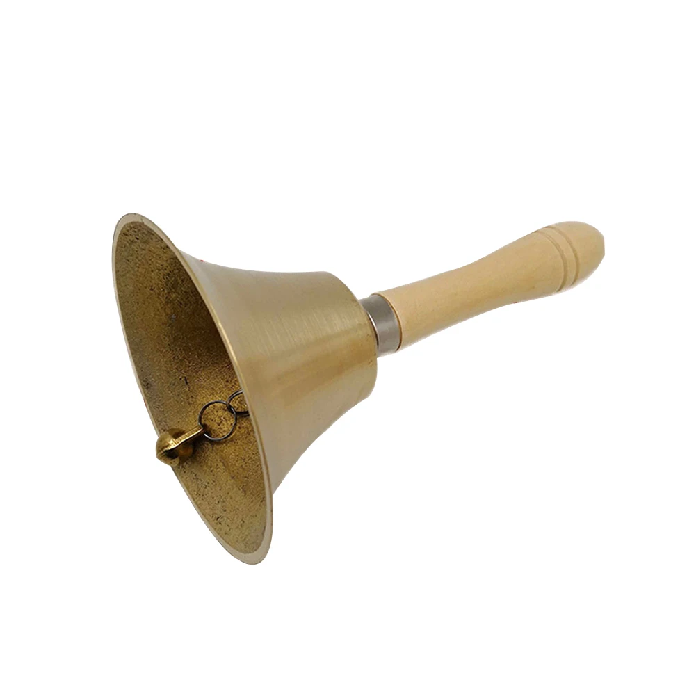 

Child Education Hand Bell Portable Wooden Handle Decoration Durable Music Instrument Calling School Restaurant Multifunction