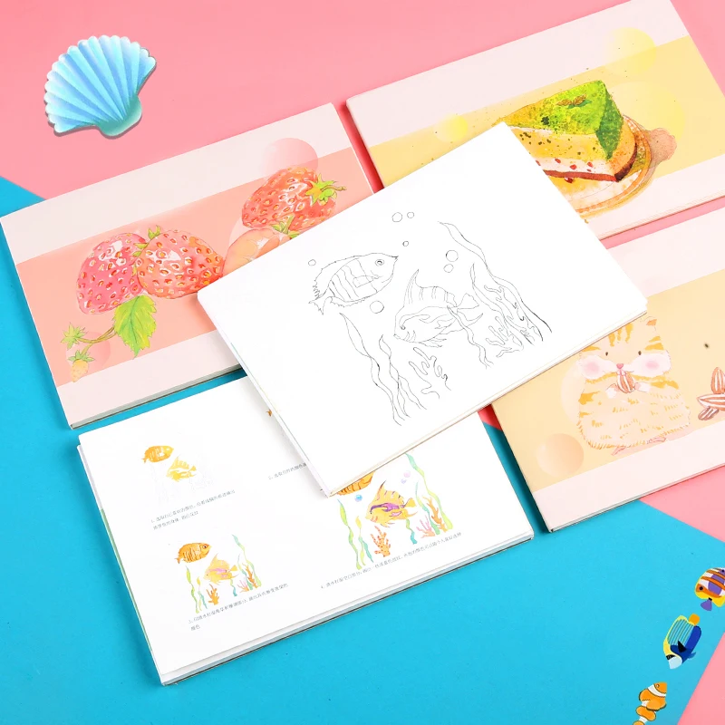 10Pcs Watercolor Paper 300g Cotton Beginner Painting Coloring Book Pen light color Adult Illustration Drawing Gifts Art Supplies