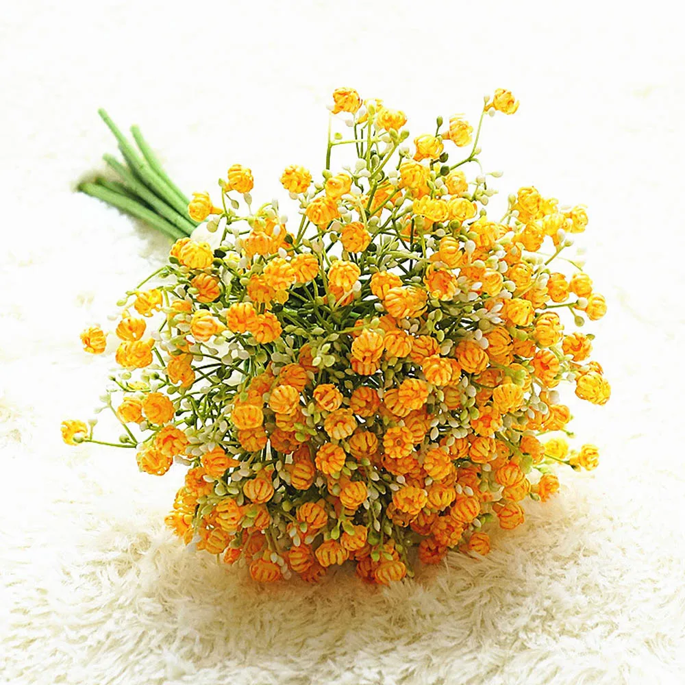 12 шт./компл. для малышей, искусственные цветы, поддельные Gypsophila DIY цветочный букет для свадьбы дома и сада вечерние украшения 29 - Цвет: Оранжевый
