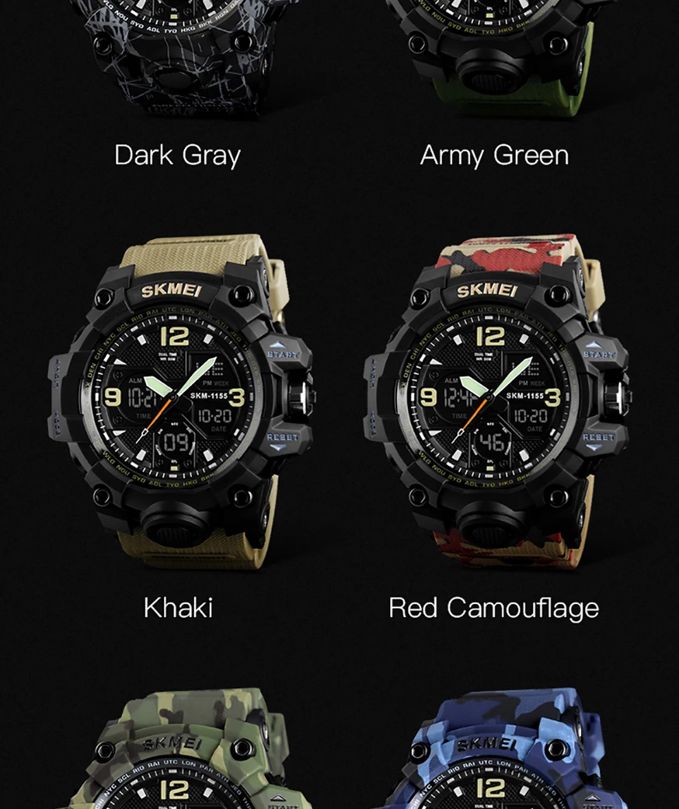 SKMEI Military Army Camo Sports Watches Men Top Luxury Quartz Digital Waterproof Sport Watch Male Wristwatch relogios masculino