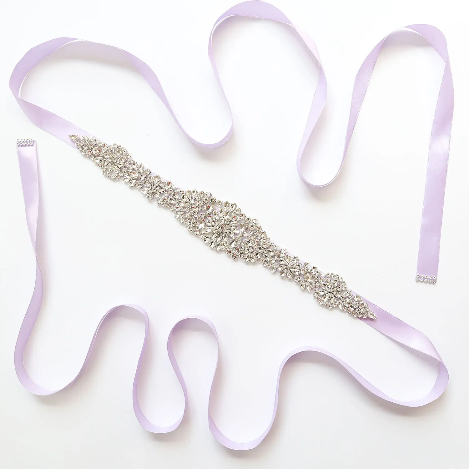 Light Purple Хрустальные свадебные Ремни, атласные стразы, свадебное платье, ремень, свадебные аксессуары, лента для невесты, пояс - Цвет: Light Purple