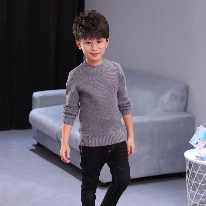 

Boys' Sweater Pullover Thick Autumn And Winter 2018 New Style Woollen Sweater Baby Sweater Handsome Base Shirt Tops