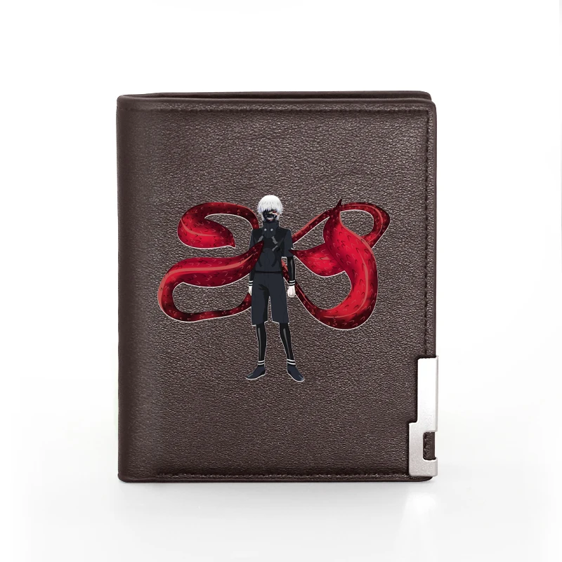 Men Wallet Leather Anime Tokyo Ghoul Kaneki Ken Printing Billfold Slim Credit Card/ID Holders Inserts Money Bag Short Purses 