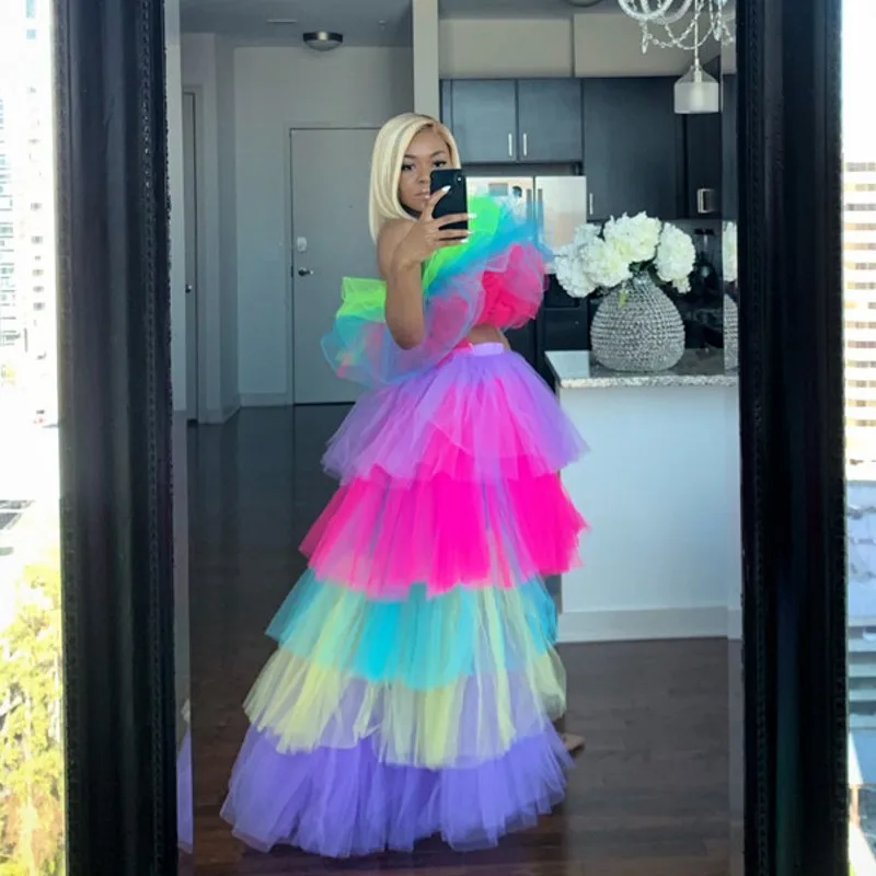 ruffle tulle top