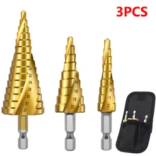 3pcs HSS Titanium Drill Bit 4-12 4-20 4-32 Drilling Power Tools Metal High Speed Steel Wood Hole Cutter Cone Drill