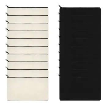 

10PCS Canvas Zipper Bags Multifunctional Pencil Cosmetic Makeup Cellphone Jewelry Bags Case Pouch for Home School Travel