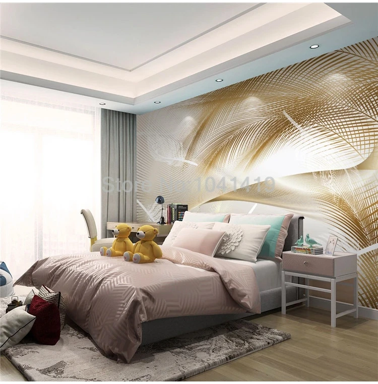 papel de parede arte moderna penas abstratas de penas mural de parede para sala de decoração de