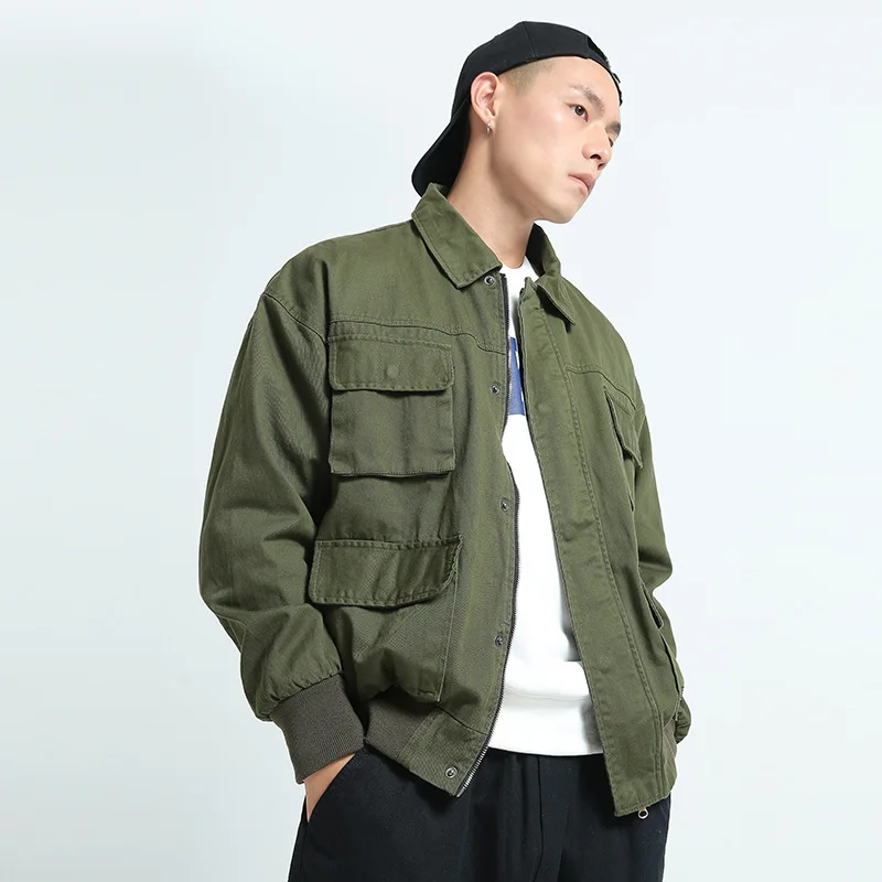 

Northern Boundary Men'S Wear Shu 2019 Autumn And Winter New Style Solid Color Men And Women Couples Multi-pockets Workwear Casua
