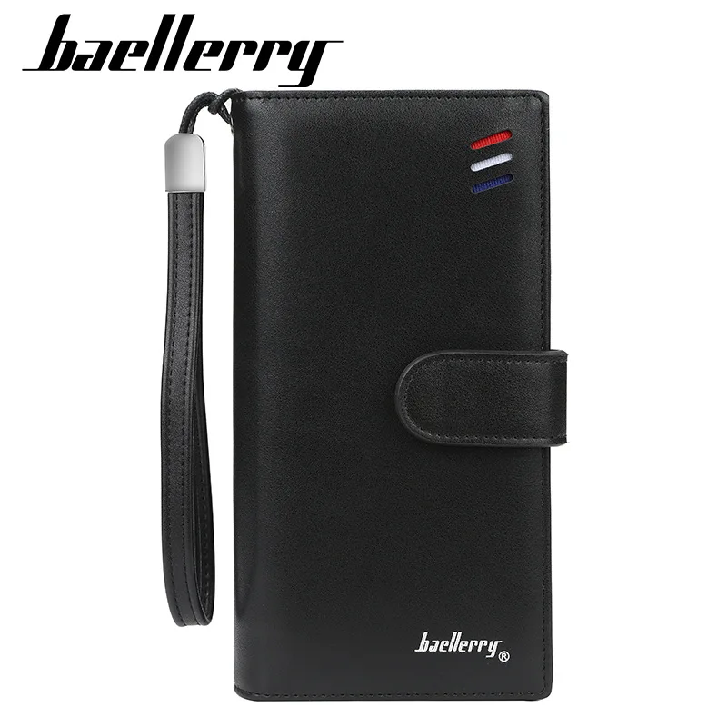 Baellerry, мужской кошелек, брендовый, модный, длинный, кошелек с ремешком, кожаный, высокое качество, на молнии и застежке, клатч, сумка для денег