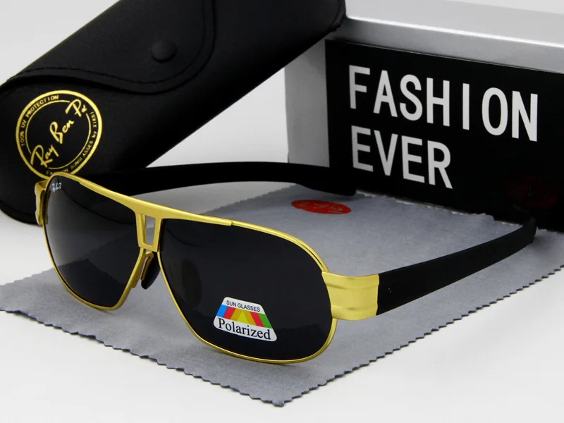 GOLD BLACK Новые Брендовые мужские поляризованные винтажные мужские солнцезащитные очки с оправой из сплава, модные мужские солнцезащитные очки для вождения с защитой от уф400 лучей - Цвет линз: GOLD BLACK