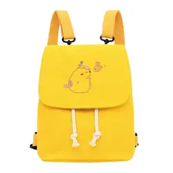 Модные женские школьные сумки с пряжкой, Холщовая Сумка на плечо, школьная сумка на плечо, однотонный милый рюкзак, сумка с животными