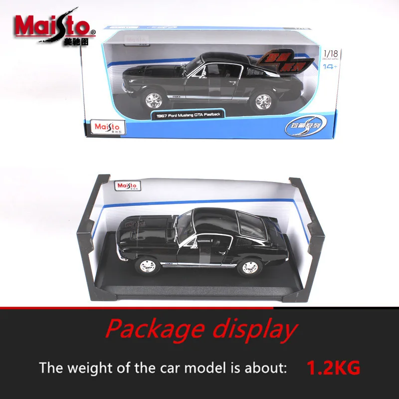 Maisto 1:18 1967 Ford Mustang GTA, модель автомобиля из сплава, модель автомобиля, моделирование, украшение автомобиля, коллекция подарков, игрушка для литья под давлением, модель игрушка для мальчиков