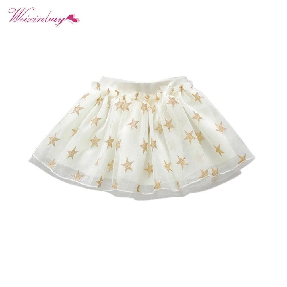 WEIXINBUY/летние юбки-пачки для маленьких девочек; 3 цвета; сетчатая юбка принцессы с принтом звезды; балетная танцевальная юбка для девочек; хлопковая одежда