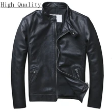 Мужская куртка из натуральной воловьей кожи, куртка для мотоцикла, Мужская Весенняя короткая куртка из натуральной коровьей кожи, мужские пальто 681 KJ1440