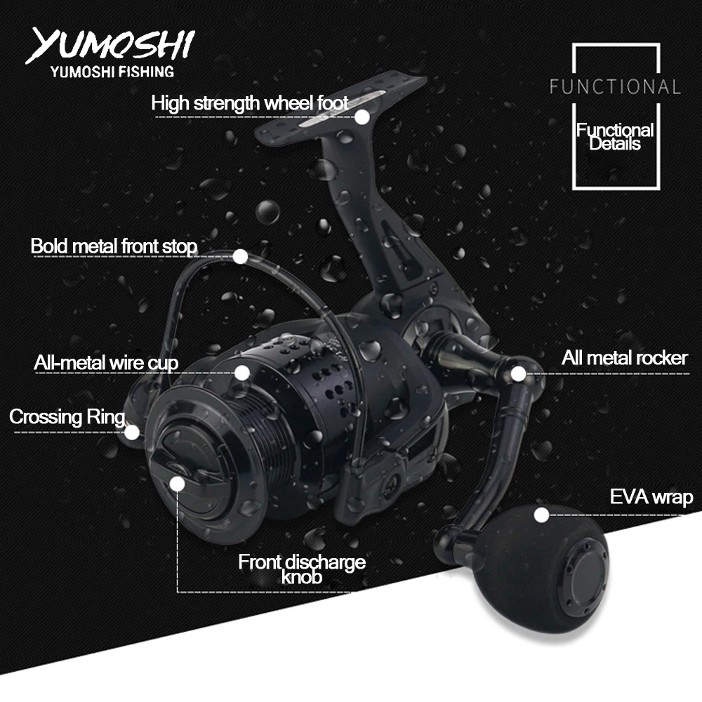 YUMOSHI Рыболовные катушки RT 2000-7000 серии рыболовные полностью металлические катушки 13+ 1BB ЧПУ рокер рыболовное колесо EVA спиннинговая катушка Pesca peche