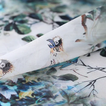 

Peacock Spring printing mulberry Silk clothing dress cloak fabric treatment