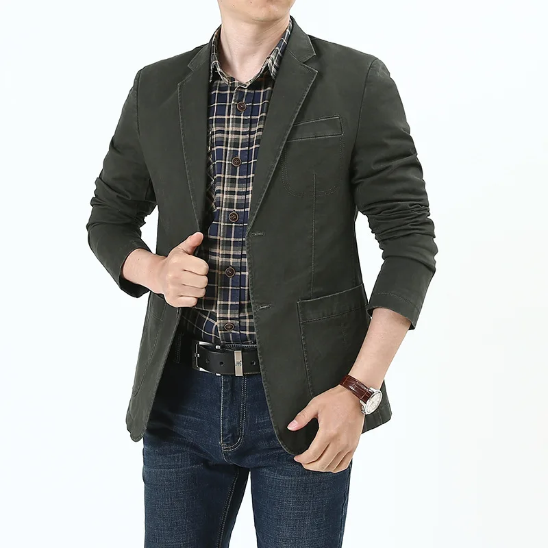 

Autumn Blazer Jacket Men Military Jacket Slim Fit Single Breasted Turn-down Collar Jackets Coats chaqueta hombre Plus Size M-4XL