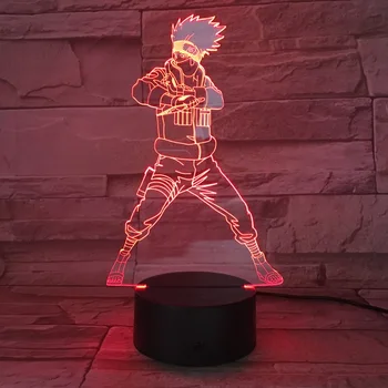 

NARUTO Table Lamp Hatake Kakashi Multicolored Clock 3D Illusion Desk Lamp Japanese Classical Anime LED Kids Night Light
